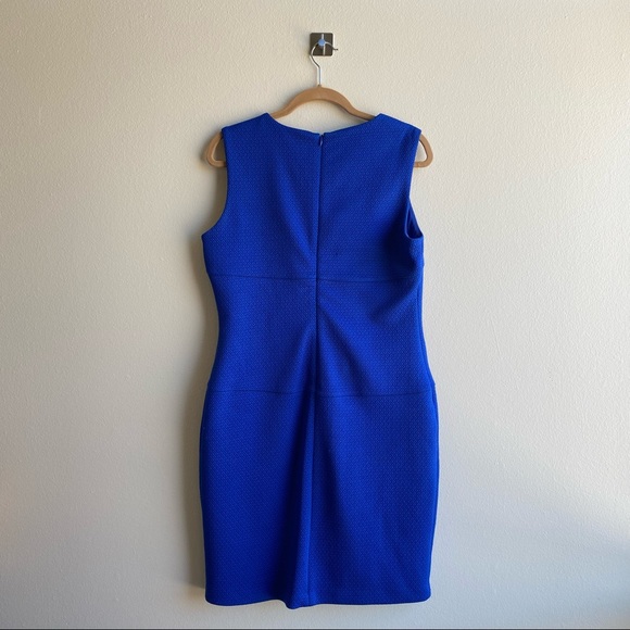 Calvin Klein Royal Blue Sheath Dress with Silver Zipper Accent Sz. 12 - Picture 2 of 12